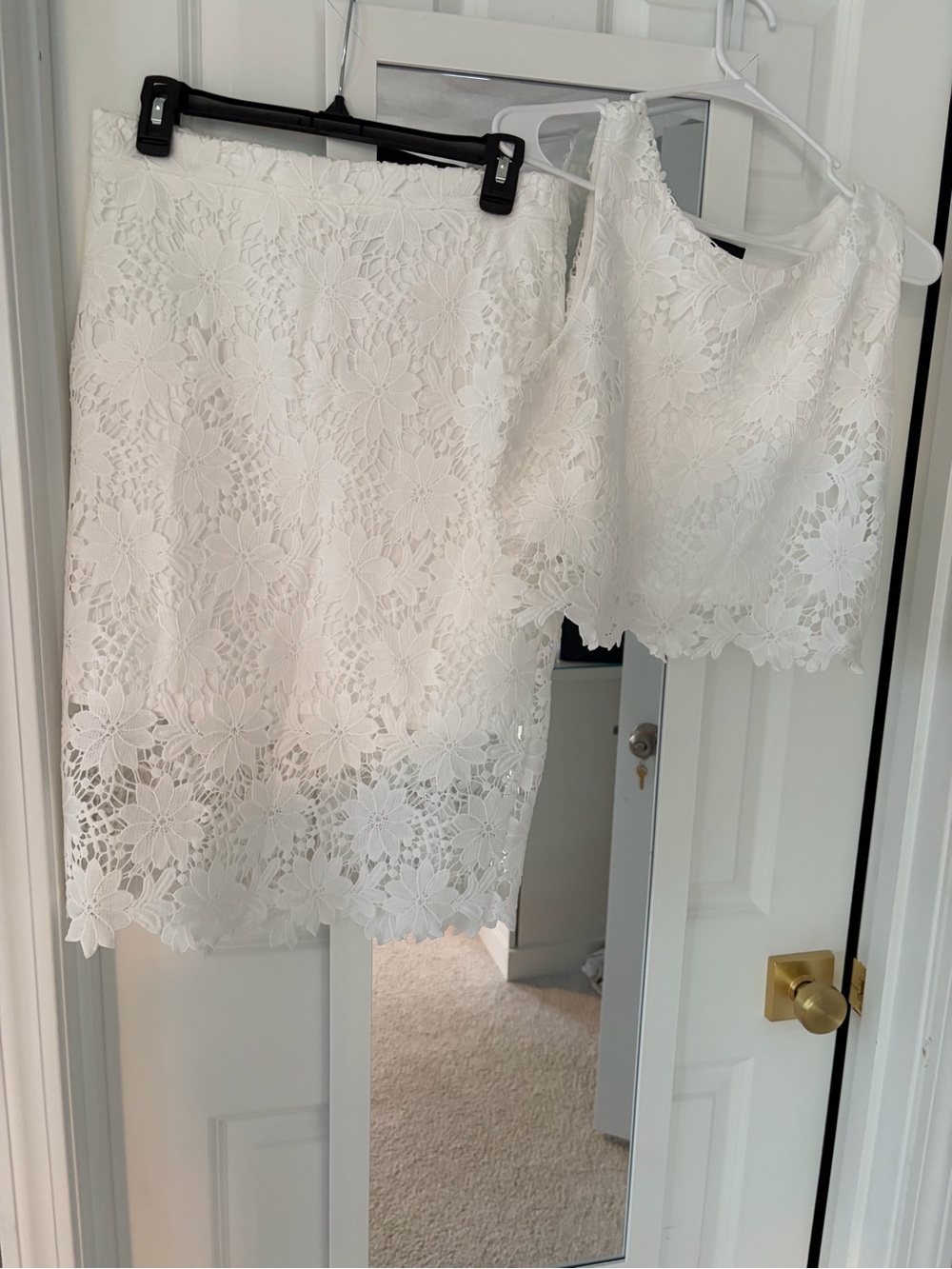 Lulu's White Floral Lace Two-Piece Midi Set